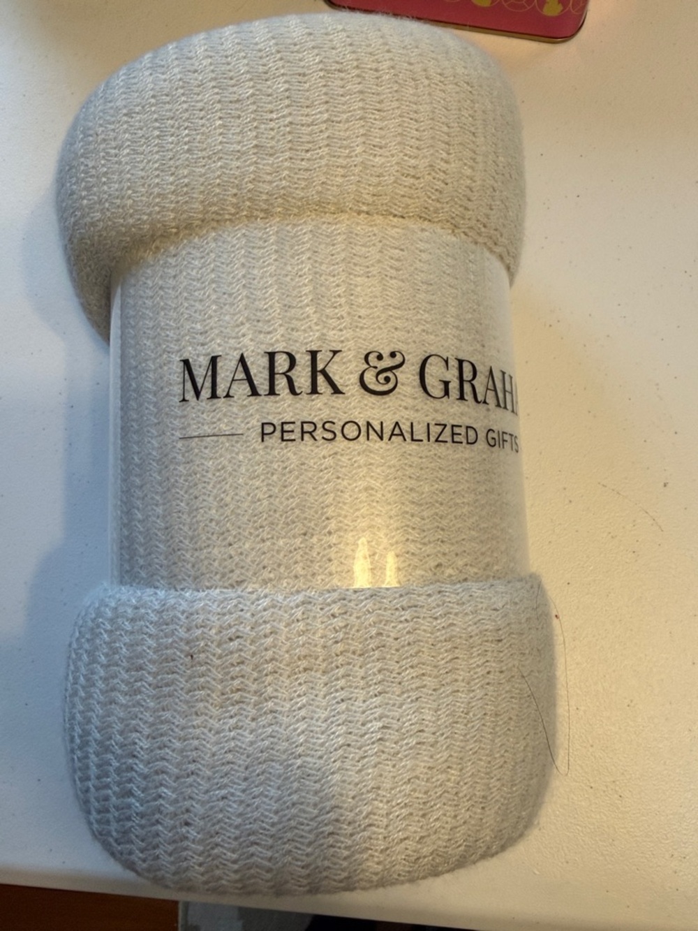 Mark & Graham Ivory Knit Throw Blanket